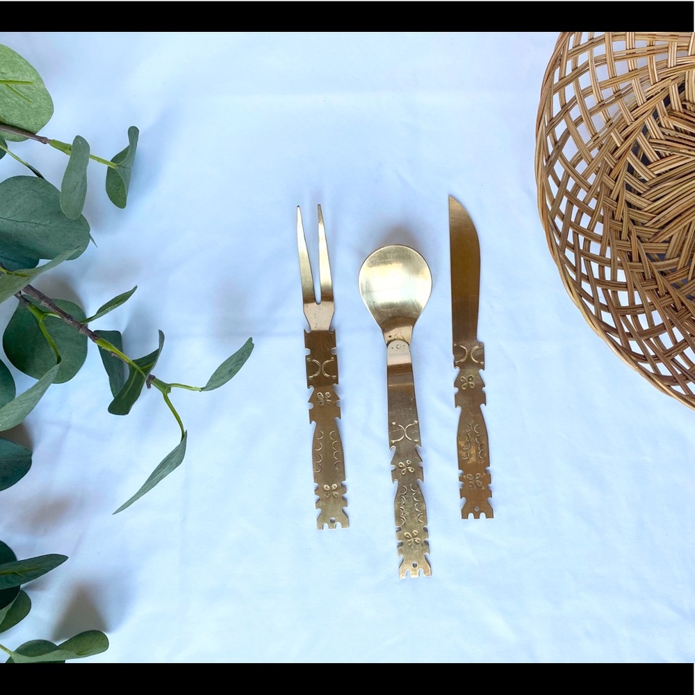 Vintage Brass Cutlery w/ detailing
